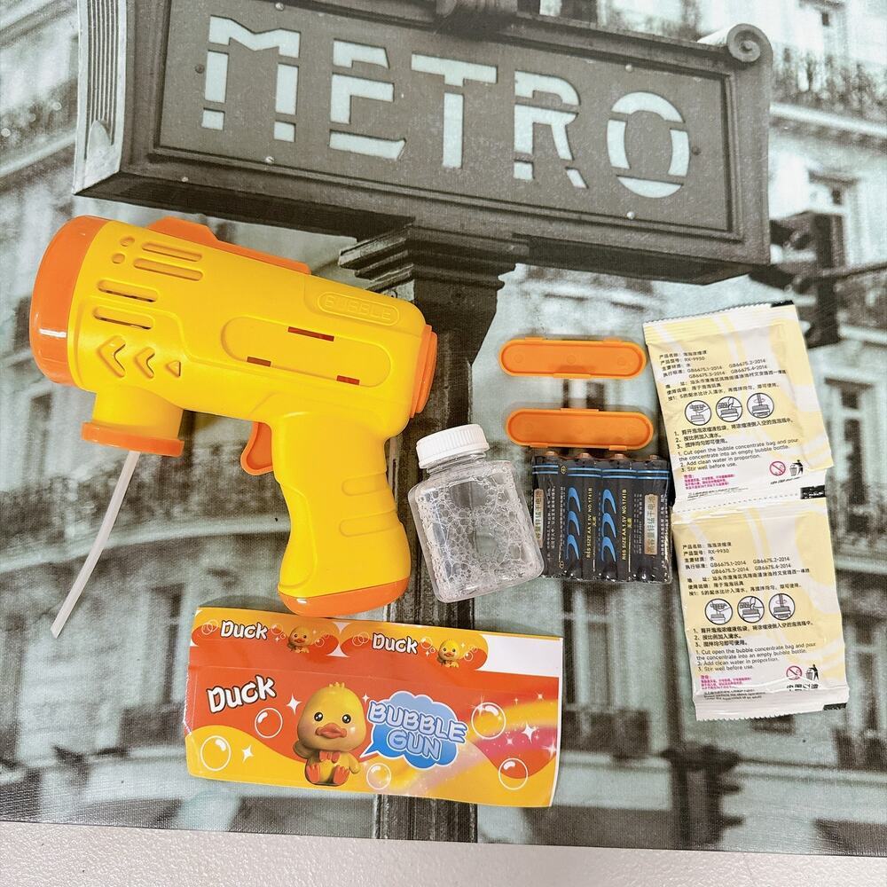 Kids Yellow Automatic Bubble Gun Electric Maker Outdoor Party Toy for Boys Girls